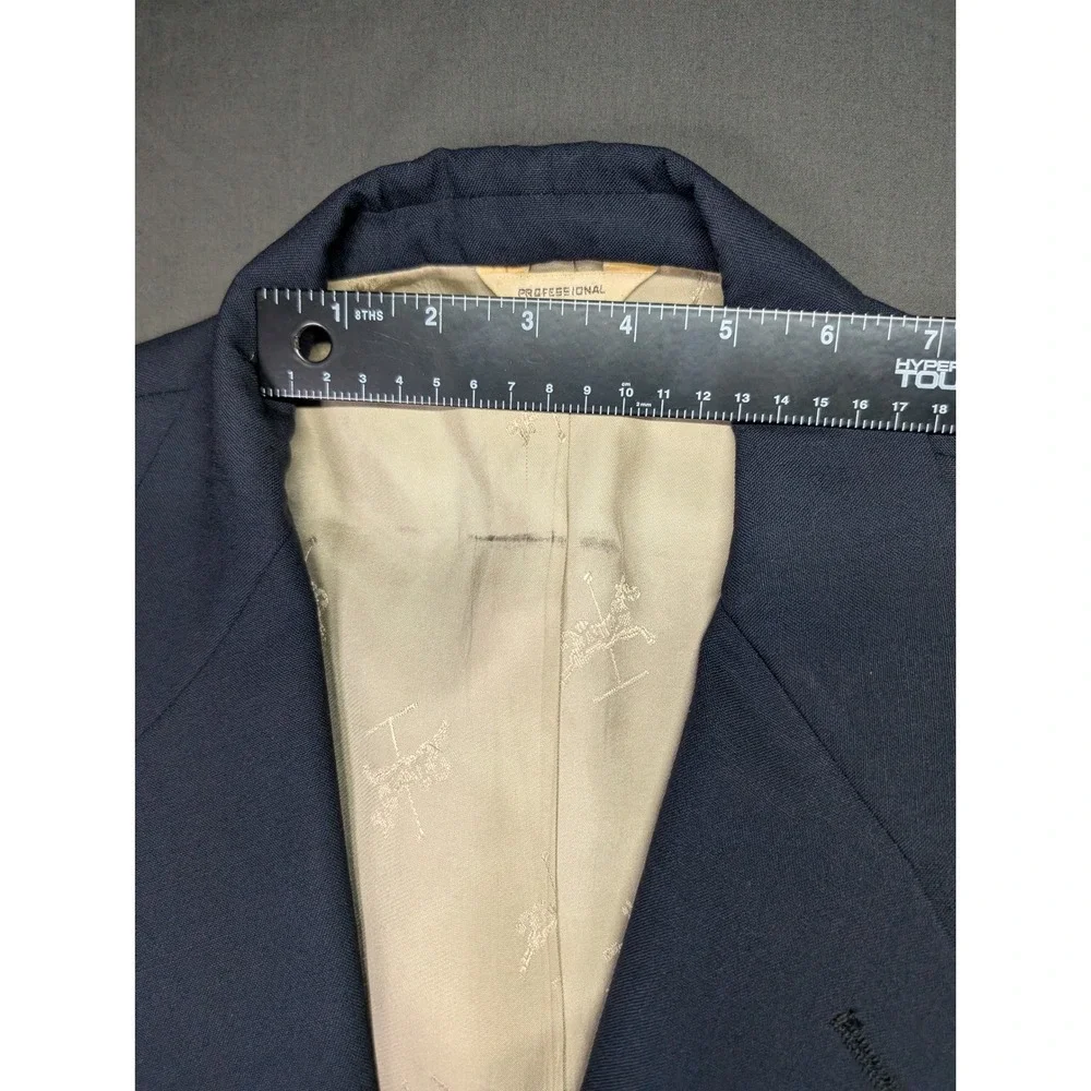 Old School Bespoke Mens Navy Blue 3 Button Blazer Gold Crest Buttons Sport Coat